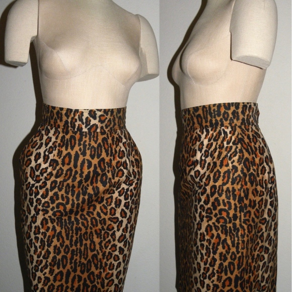 SOLD VTG 80s Patrick Kelly Leopard Pencil Skirt - Picture 5 of 8